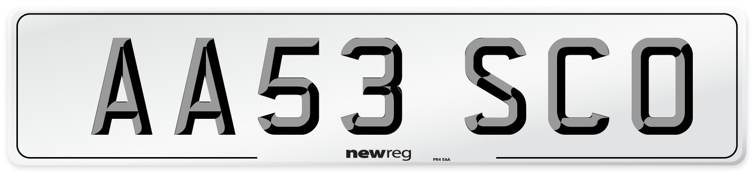 AA53 SCO Number Plate from New Reg